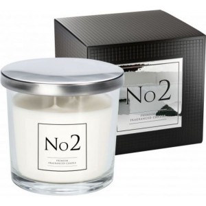 Ekskluzywna świeca zapachowa w szkle "No 2" z dwoma knotami PACZULA-BURSZTYN