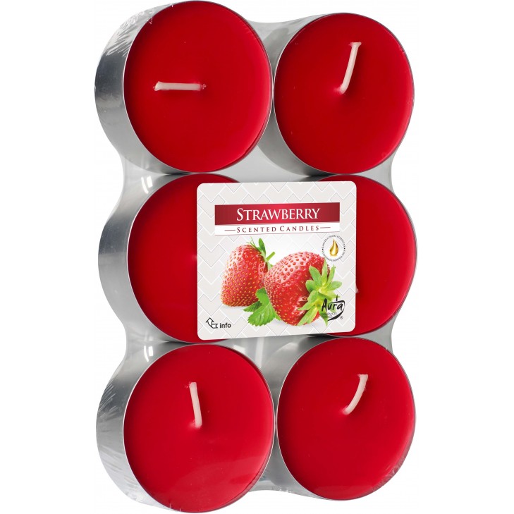 Podgrzewacze zapachowe Tealight Maxi TRUSKAWKA 6 szt Bispol p35-6-73