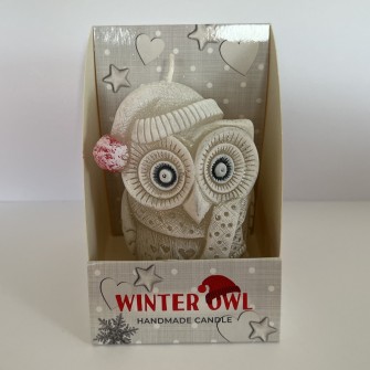 Świeca sowa biała w pudełku - WINTER OWL FIGURE 100 BOX - Bartek Candles foto1