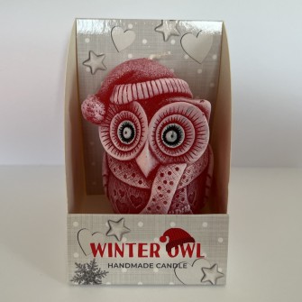 Świeca sowa czerwona w pudełku - WINTER OWL FIGURE 100 BOX - Bartek Candles foto1