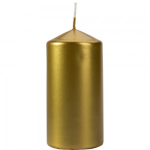 Świeca walec złoty metalik średnica 6 cm wysokość 12 cm Bispol sw60/120-213
