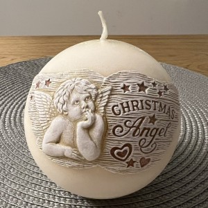 Świeca klasyczna Christmas Angel - kula fi 100 mm ecru -Bartek Candles foto 1